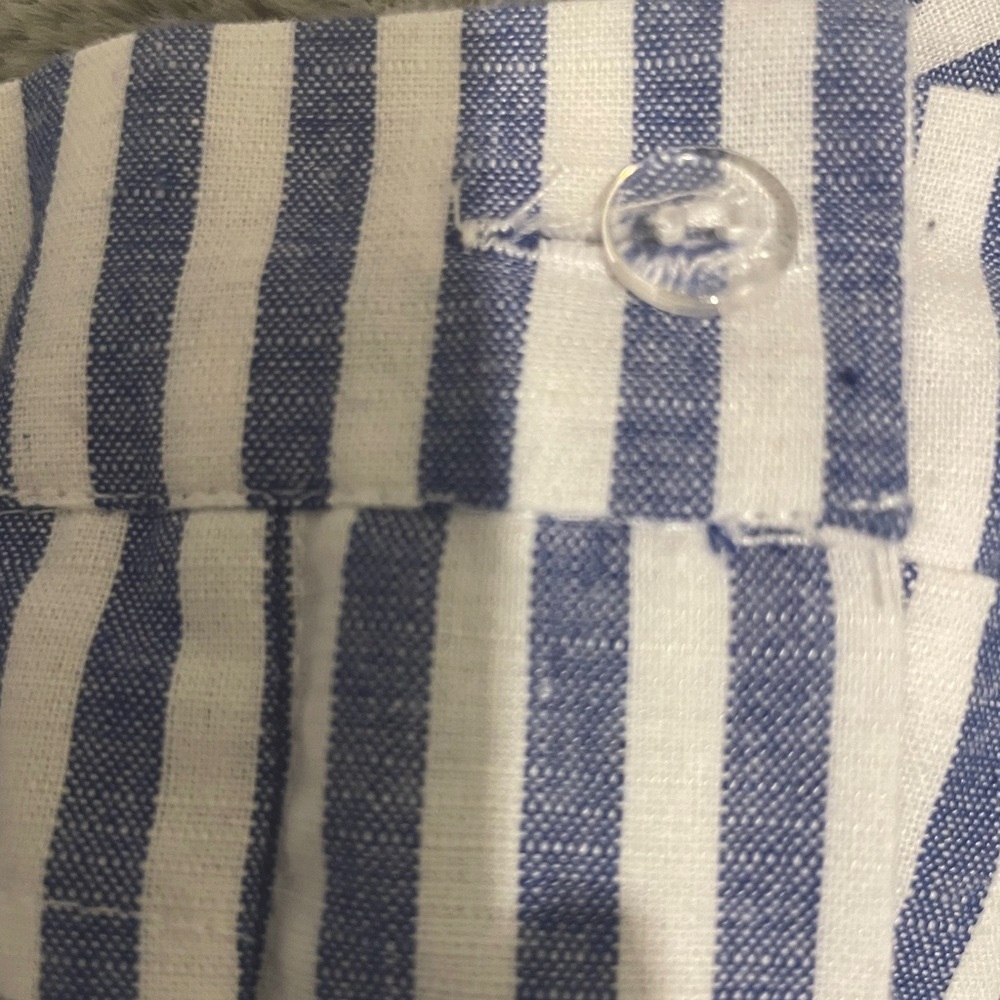 3/$15 Love Tree Blue & White Striped Linen Style Cotton Shorts Tie Belt  M - Picture 4 of 8
